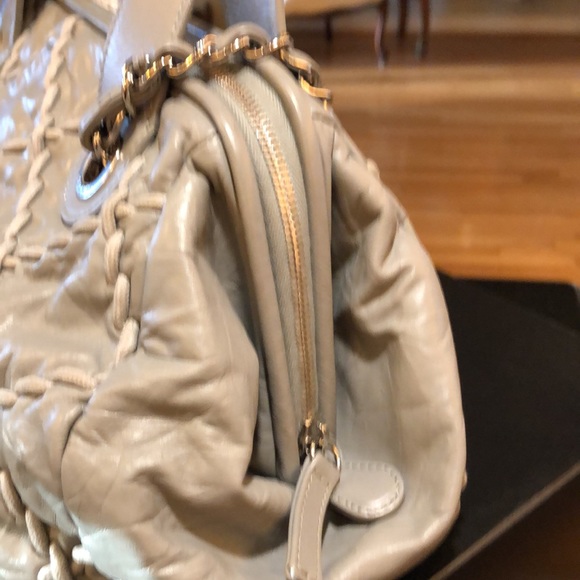 Large Grey Lambskin Bowler Bag - Picture 7 of 15